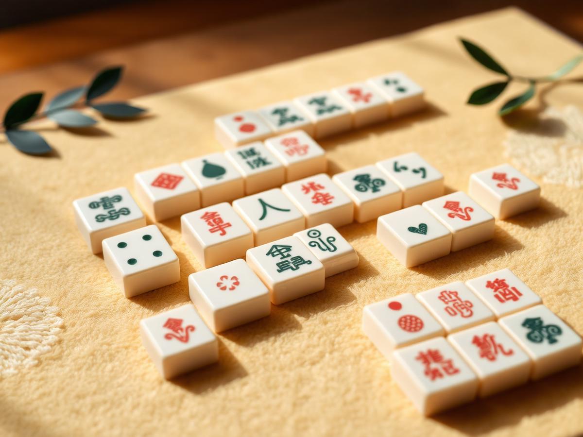 Colorful American Mahjong tiles arranged on a playing table